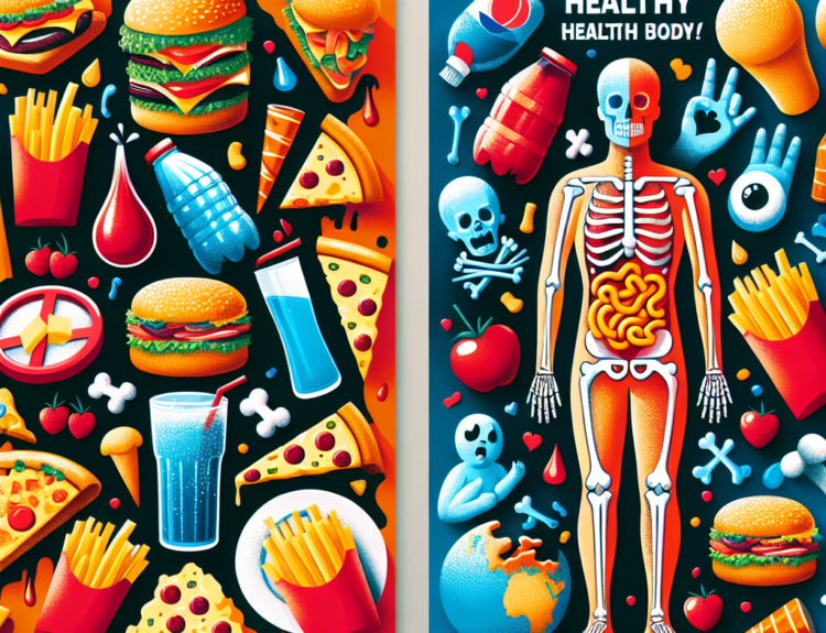 Poster Kreatif tentang Makanan Tidak Sehat dan Dampaknya pada Tubuh Anda